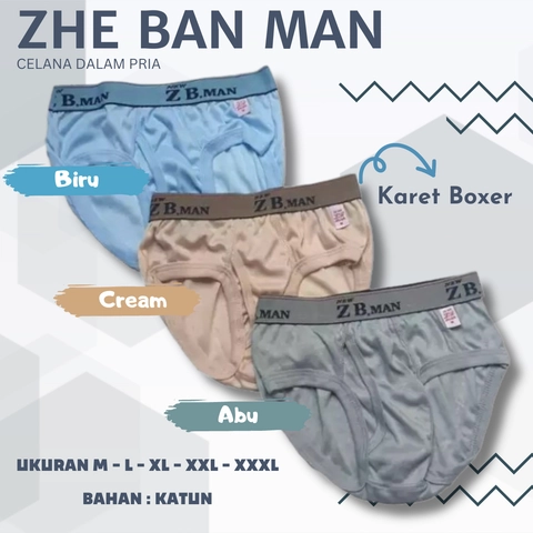 Pakaian Dalam CD / Celana Dalam Pria Cowok Ukuran Jumbo Karet Boxer Zhe Ban Man Kece COD Barang Kece